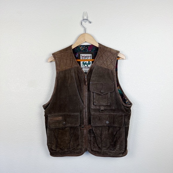 Vintage 1871 Brown Leather Cowboy Western Vest Sz Medium - Picture 2 of 11